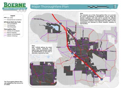 Image showing City of Boerne's Thoroughfare Plan as of 2023.