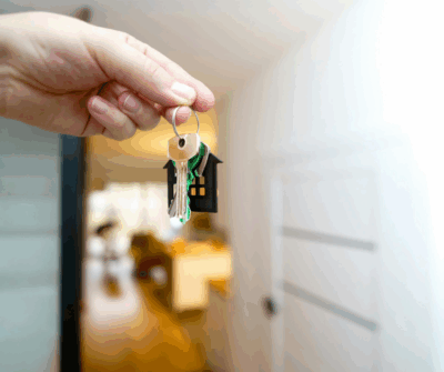 New homeowner receiving house keys